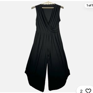 Nicole Miller Elegant Black Draped Jumpsuit